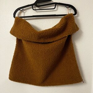 Zara Women’s Sherpa Strapless Tube Top Camel Brown